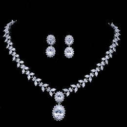 Emmaya Women AAA Zircon Big Heavy Pendant Clear CZ Bridal Set for Luxury Wedding Earrings Necklace Jewellery Sets