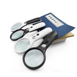 Microscope 3X 4.5X 3LED Light Handheld Educational Magnifier Illuminated Elderly Reading Magnifying Glass Birthday Gift Loupe for Old Man