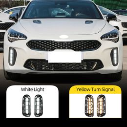 1 Pair Fog lamp For Kia Stinger 2017 2018 2019 2020 with Yellow Turn Signal Function Car DRL LED Daytime Running Light