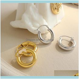 Hoop Jewelryhoop & Hie Personality Round Pipeline European Style 925 Sterling Sier Lady Earrings Wholesale Jewellery Women Year Gift1 Drop Del