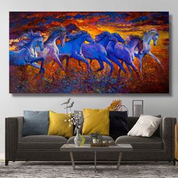 Vintage Large Size Running Horse Poster Wall Art Canvas Painting Modern Animal Picture HD Printing For Living Room Home Decor