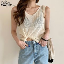 Summer Tank Fashion Solid Colour Women's Shirt Backless Cotton Blouse Crop Top Clothes for Women 13681 210427