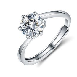 Fan Yucheng classic six claw button arm ring female proposal live broadcast two carat simulated open diamond