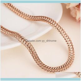 Chains Necklaces & Pendants Jewelrychains 50Cm Rose Gold Necklace For Men Womens Girls Chain Wheat Link Trendy Party Jewelry Gift Herringbon