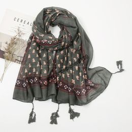 Spring Women Scarf Shawls and Wraps Long Pashmina Foulards High Quality Muslim Hijab Scarf Little Flower Bandana