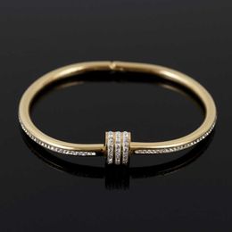 Luxury Cz Crystal Gold-plated Stainless Steel Women Bracelet Cuff Bangle for Women's Wedding Wristband Jewellery Drop Shipping Q0717