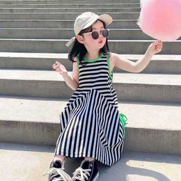 Girls' Vest Dress 2021 Summer New Baby Irregular Striped Dress Children'S Camisole Princess Dress Fashion Clothing Q0716