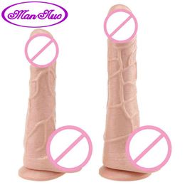 Nxy Sex Products Dildos Man Nuo 2 Size Realistic Dildo with Zuignap Silicone Male Artificial Penis Gay Adult Toy for Women 1227