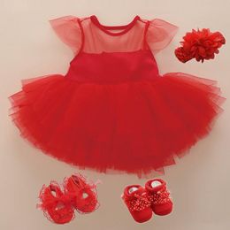 Girl's Dresses 2021 Born Baby Girls Dress&Clothes Summer Kids Party Birthday Outfits 1 Years Shoes Set Christening Gown Toddler Tutu Dress