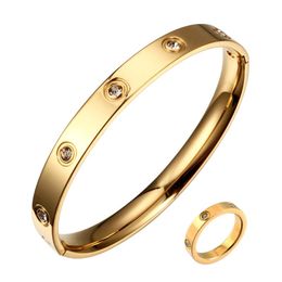 Earrings & Necklace Fashion Women Jewellery Sets Bracelets Bangles Stainless Steel Crystal Ring Luxury Rose Gold For Wedding