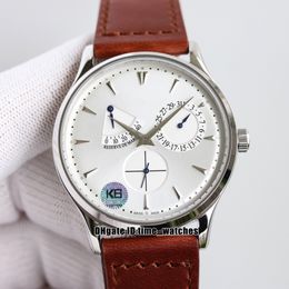 Top Master Ultra Thin 1378420 Automatic Mens Watch Power Reserve Sapphire Q1378420 Silver Dial Gents Sport Watches Brown Leather Strap
