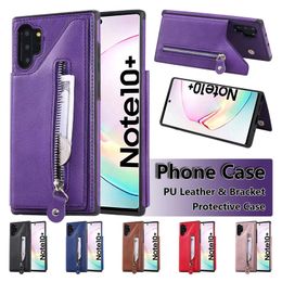 Custodie per telefoni Custodia in pelle PU per Samsung Galaxy S20 Ultra Note10 S10 S9 S8 Plus iPhone 11 Pro Max Doppia fibbia Cerniera Portamonete Protettiva