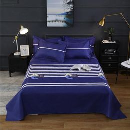 Dark Color ABC King Size Bed Sheet With Pillowcase Single Double Queen Bed Flat Sheet Bedding Sheet Sets With Pillowcase F0152 210420