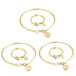 Earrings & Necklace 1 Set Stainless Steel Paperclip Chains Bracelets Gold Silver Color 6mm Oval Link Cable Jewelry Gifts