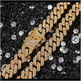 Chains 12Mm Hip Hop Full Rhinestone Paved Bling Iced Out Geometric Rhombus Link Chain Necklace For Men Rapper Jewellery R23Sz Gqkdq