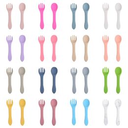 Food Grade Silicone Spoon Fork Children Tableware Baby Supplement Set