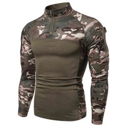 Fashion Men Quick Dry Military Army T Shirt Long Sleeve Camouflage Tactical Shirt Combat Soldier Field Shirts for HuntingOutwear G1222