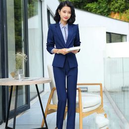 High Quality Plus Size Women's Autumn and Winter Professional Wear Trousers 2-piece Suit Interview Formal Overalls 210527
