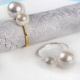 Pearl Napkin Ring Holder NapkinRing Wed Silver Gold Colour for Wedding Table Decoration WLL1009