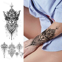 Waterproof Tattoo Full Arm Sticker Large Pattern Sleeve Band Black Henna Lace Fake Sexy Tattoos For Women Temporary Tatoo Stickers