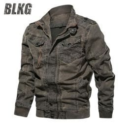 Men's Jackets BLKG Military Jacket Men Autumn Windbreaker Jeans Coat Pure Cotton Denim Big Size 5XL 6XL Chaqueta Hombre