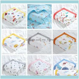 Other Textile Textiles Home & Gardeby Bath Towel Printing Cartoon Children Towelling Quilt Infant Cotton Blanket Animal Baby Swaddle Born Ba