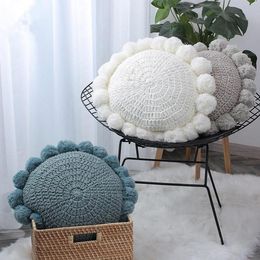 Cushion/Decorative Pillow Handmade Knitted Sofa Round Seat Cushion/Back Cushion Inside With Cotton Decoration