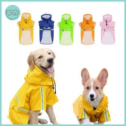 Pet Dog Raincoat Waterproof Reflective Rain Coat Clothes For Small Medium Large Dogs Labrador French Bulldog Corgi Puppy 211007