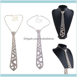 Necklaces & Pendants Jewelryrhinestone Tie Glitter Faux Crystal Neck Luxury Diamond Jewellery Necklace Collar Necktie Neckwear Chains Drop Del