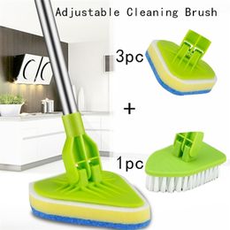 Adjustable Dusting Cleaning Brush Set Window Cleaner Tools Cleaning Scrub Household Wiper Sponge Brush Bathroom Kitchen Tools 211215