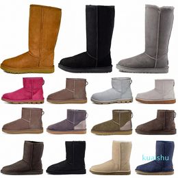 2021 designer classic Boots short shoes bow tall button triplet Australia womens women boot winter snow Australian fur furry boot