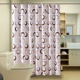 Shower Curtains Round Pattern Curtain Polyester Bathroom Thick Waterproof With Plastic Hook