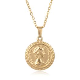Pendant Necklaces FYSARA Winter Fashion Coin Good Quality Jewellery Necklace Gold Colour Short For Women Girl Stainless Steel Choker Collares