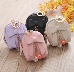 10pcs Women PU Bow Decoration Beads Square Solid Zipper Coin Purses Mix Color