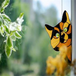 Objets décoratifs Figurines 3d Cat Pendre en vitrail