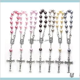 Pearl Vintage Rosary For Men Women Religious Jewellery Many Colours Wi764 Beaded Strands 2Z6Ra