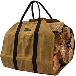 Storage Bags Portable Wet Wax Waterproof Wear-Resistant Large-Capacity Firewood Bag Canvas Logging Outdoor Activity