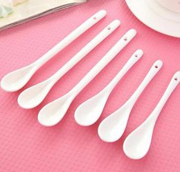 Delicate White Porcelain Spoons Long Teaspoons For Coffee Tea Small Coffee Spoons Ceramic Stir Teaspoon Pure White Bone China Tableware