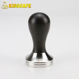 41/49/51/53/57.5/58/58.35mm African Black Wood Tamper Powder Hammer with 304 Stainless Steel Base Coffee Accessories