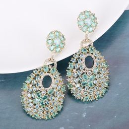 Dangle & Chandelier XIUMEIYIZU Fashion Stone Drop Earrings Brass Gold Plating Pave CZ Jewelri High Quality Bride Wedding Earring