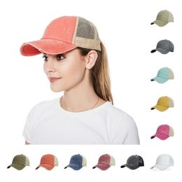 11 Colour Ponytail Hat Washed Cotton Snapback Caps Messy Bun Summer Sun Visor Outdoor baseball cap Party hat T2I52099