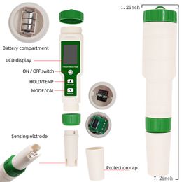 Fem i en vattenkvalitetstestpenna PH-mätare TDS/EC/ORP/termometer PH-tester Vattenmätare Testpennor med batteri XG0183