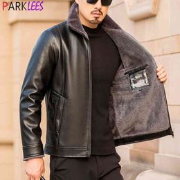 Black Pu Leather Jacket Men Winter Brand Fleece Lined Thick Warm Faux-Leather Jackets And Coats Jaqueta de Couro M-5XL 210522