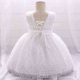 Newborn White Baptism Dress First Birthday Dress For Baby Girl Clothes Bow Princess Dresses Party Dress Backless 1 2 Year G1129