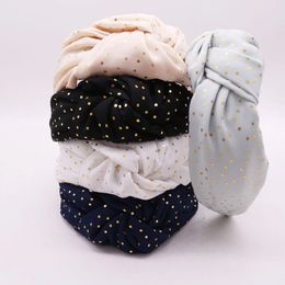 Women Girls Satin Gold Foil Knot Hairband Knotted Headband Adult Hair Accessories