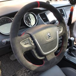 For Peugeot 408 308S 5008 2008 307 4008 508 DIY Customised Steering Wheel Cover for Suede Fur Interior Auto Parts