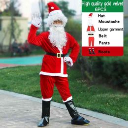 3XL-6XL Santa Claus Costume Cosplay Party Clothes Fancy Dress In Christmas Men Suits For Adults