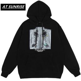 Hip Hop Oversize Hoodie Sweatshirt Men Streetwear Harajuku X-ray Butterfly Hooded Loose Hipster Fleece Hoodie Plus Size 210730