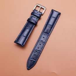 Crocodile Pattern Genuine Cow Leather Band Strap blue band men women 14mm 16mm 18mm 20mm 22mm Watch Accessories