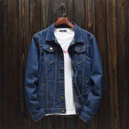 Men's Spring Autumn Models Large Size Denim Jacket Korean Version of The Slim Trend Simple Jacket Fashion Casual Top Jeans Coat 210819